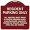 Signmission Parking Resident Parking Only Heavy-Gauge Aluminum Architectural Sign, 18" x 18", BU-1818-23358 A-DES-BU-1818-23358 - alternate 1